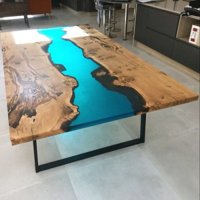Rivier Tafels Eettafel Ontwerp Tafel Moderne Meubels 220x100 Epoxy Hars Oceaan Zee