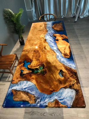 Eettafel Ontwerp Tafel Hars Moderne Tafels Zee Rivier Meubels 220x90 Epoxy Oceaan