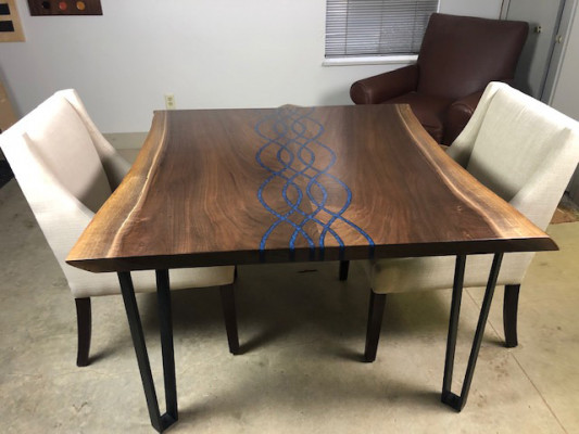 Rivier Tafels Eettafel Ontwerp Tafel Moderne Zee Meubelen 100x100 Epoxy Hars Oceaan