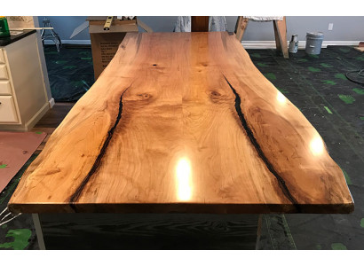 Eettafel Epoxyhars Echt hout Massief meubilair Waterval epoxytafel 240x100cm