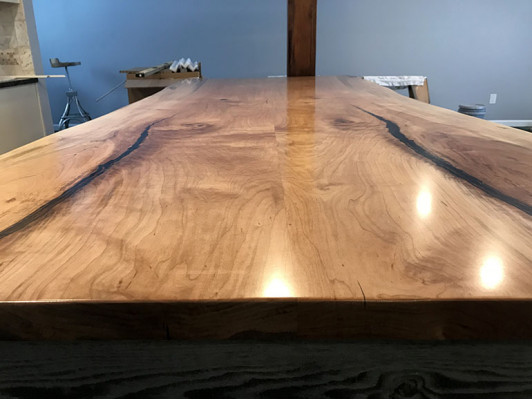 Eettafel Epoxyhars Echt hout Massief meubilair Waterval epoxytafel 240x100cm