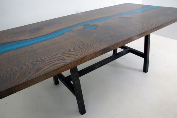 Epoxihars Eettafel River Table Echt hout Massief Tafels 220x100