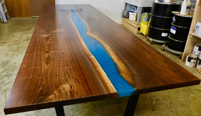 Epoxyhars Eettafel Riviertafel Massief 240x100 Riviertafel Nieuw Echt