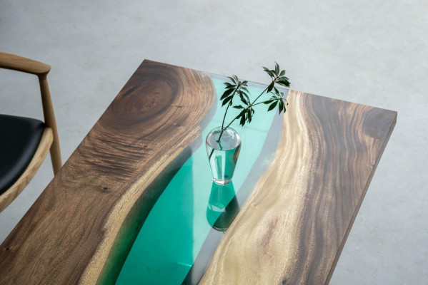 Epoxyhars Eettafel River Table Echt Hout Massieve Tafels 220x90