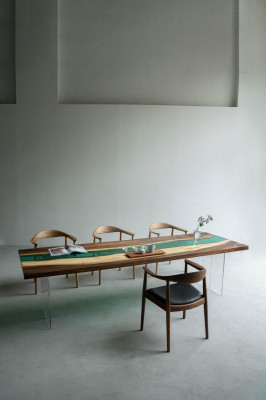 Epoxyhars Eettafel River Table Echt Hout Massieve Tafels 220x90