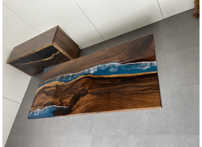 Eettafel Tafel Epoxyhars Massieve Tafels 220x90 Riviertafel Echt Hout