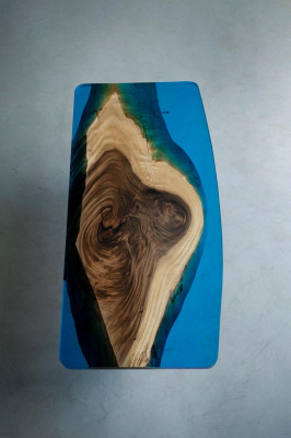 Eettafel Blue River Table Echt Hout 200x90 Tafels Epoxyhars Nieuw