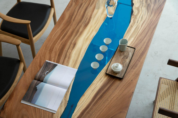 Eettafel River Table Echt hout Riviertafel Decor Massief Epoxyhars Tafels
