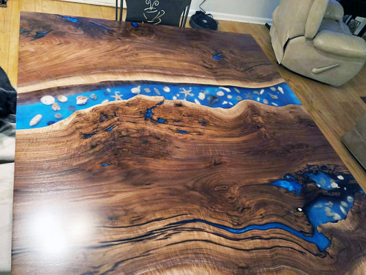 Maatwerk Tafel Epoxyhars Epoxy Resin Rivier Echt Hout Prijs 1m² Tafels