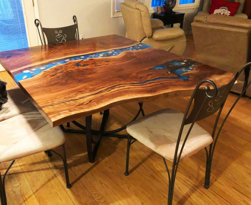 Maatwerk Tafel Epoxyhars Epoxy Resin Rivier Echt Hout Prijs 1m² Tafels
