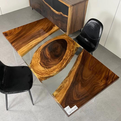 Houten massieve meubels Eettafel Epoxyhars Echt epoxytafel Giet hars