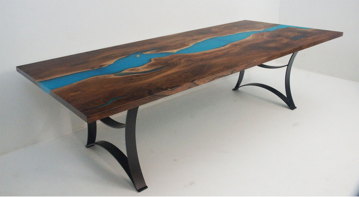 Maatwerk Tafel Epoxy Epoxyhars Hars Rivier Hout Echt Prijs per vierkante meter Tafels