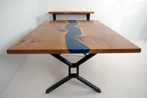 Maatwerk Tafel Epoxyhars Epoxyrivier Echt hout Prijs per vierkante meter Tafelshars