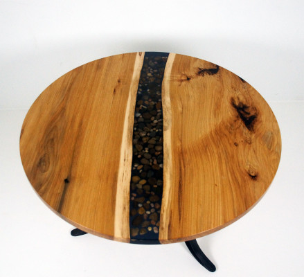 Ronde eettafel met epoxyhars, vergadertafel, massieve conferentietafel.