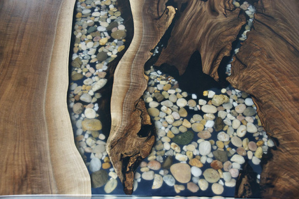 Echt hout epoxyhars op maat gemaakte tafel epoxy rivier prijs 1m² tafels hars