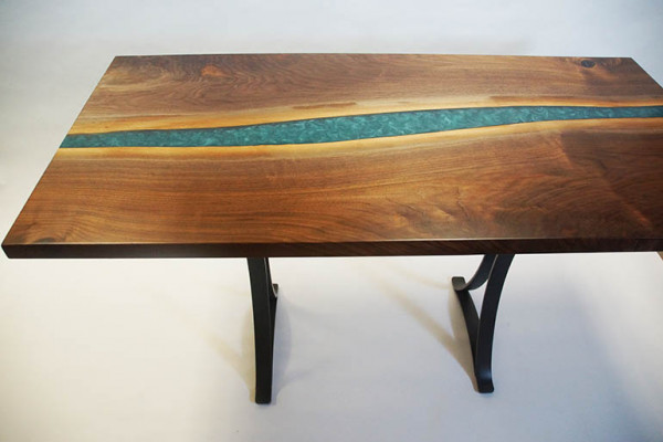 Echt hout epoxyhars riviertafel Zwarte watertafel Epoxy meubelen massief