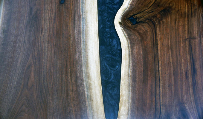 Epoxihars op maat gemaakt tafel Epoxy hars stroom Echt hout Prijs 1m² tafels
