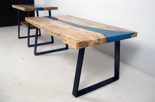 Op maat gemaakt tafel epoxyhars Epoxyhars Rivier Echt hout Prijs per vierkante meter Tafels