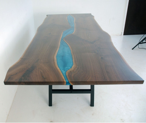 Echt hout watervaltafel epoxy tafels hars eettafel epoxy massief