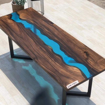 Epoxiehars Riviertafel Echt Massief Hout Blauw Water Tafel Epoxy meubels Nieuw