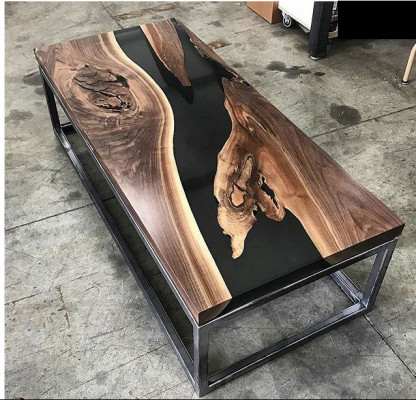 Riviertafel epoxyhars salontafel echt hout massief tafels 120x60