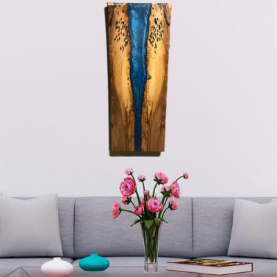 Muur Kunst Epoxy Hars Schilderij Echt Beeld Handgemaakt Waterval Schilderij