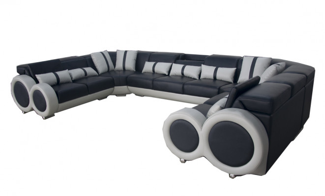 Ontwerp woonlandschap leren bank bank gestoffeerde hoekbank moderne zithoek USB