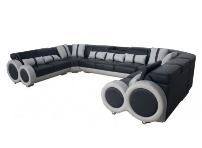 Ontwerp woonlandschap leren bank bank gestoffeerde hoekbank moderne zithoek USB