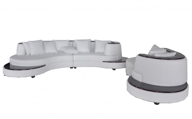 Luxe hoek leren bankstel landschap bekleding XXL Big Sofa U-vorm + chaise + tafel