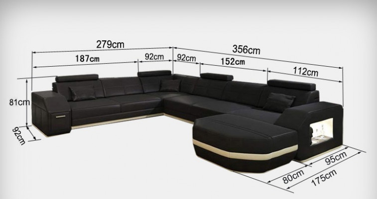 Leder Bank Bank Bekleding Hoekbank Set Woonkamer U Vorm Tafel RTV Nieuw