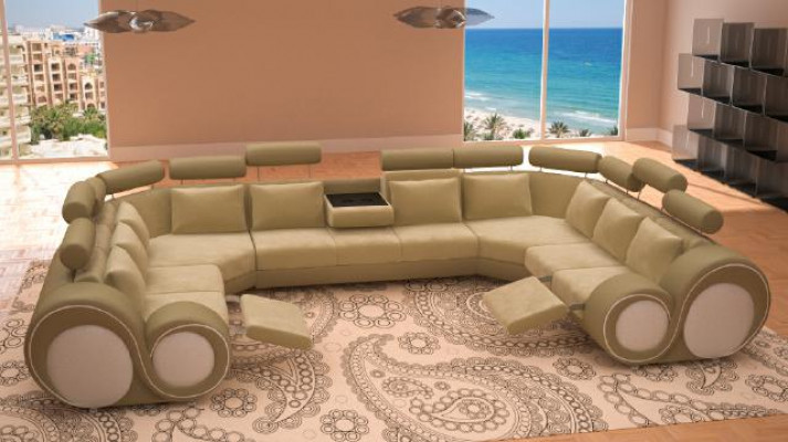 Ontwerp XXL woonlandschap bank met USB, bank bekleding hoekbank textiel stof Nieuw