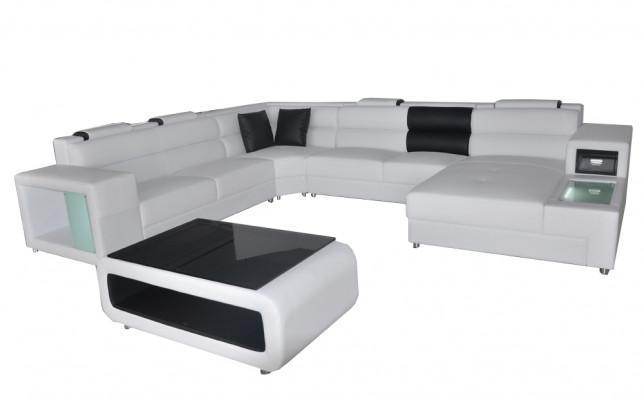 Ontwerp Lederen Beklede Hoekbank Lederen Zitbank Sofa Beklede Hoek Woon Landschap Kamer Nieuw