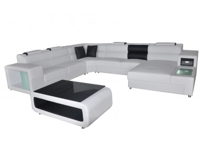 Ontwerp Lederen Beklede Hoekbank Lederen Zitbank Sofa Beklede Hoek Woon Landschap Kamer Nieuw