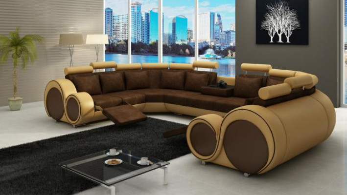 Hoekbank woonlandschap gestoffeerde bank zit hoekstel textiel leer stof XXL