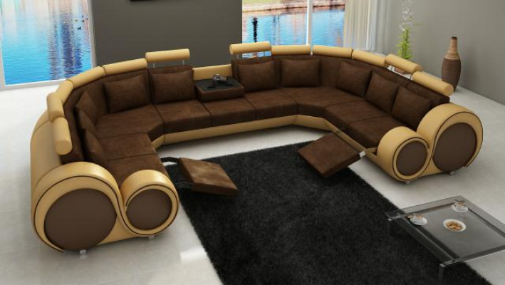 Hoekbank woonlandschap gestoffeerde bank zit hoekstel textiel leer stof XXL