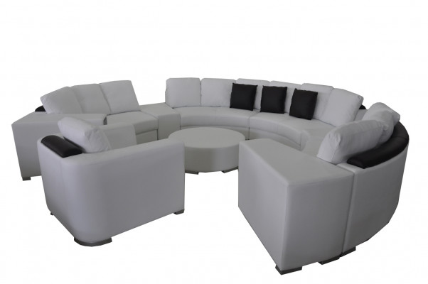 Ronde hoekbank bank gestoffeerd XXL Groot Ronde banken woonlandschap Fauteuil Poef