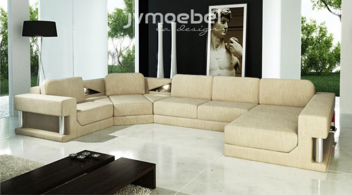Hoekbank met slaapfunctie Modern design Bankstel Textiel Stof U-vorm Bank Woonlandschap