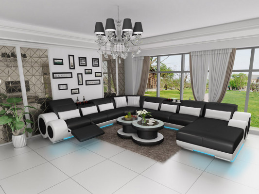 Leren bank bank woonlandschap hoekbank hoekbank set ontwerp modern bankstel