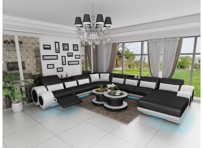 Leren bank bank woonlandschap hoekbank hoekbank set ontwerp modern bankstel