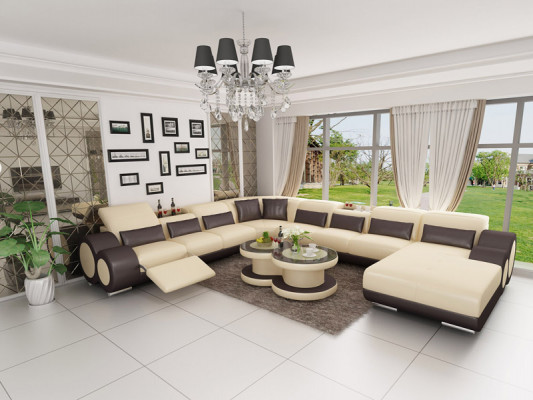 Leren bank bank woonlandschap hoekbank hoekbank set ontwerp modern bankstel