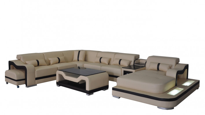 Leder woonbank set Ontwerp Modern Hoekbank Bank U-vorm G8027G Tafel