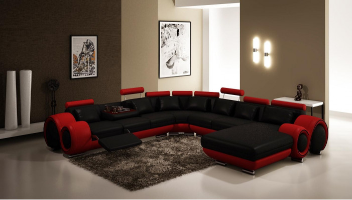 Leren bank Bank Woonlandschap Hoekbank Hoekbank Ontwerp Modern Sofa A1163B
