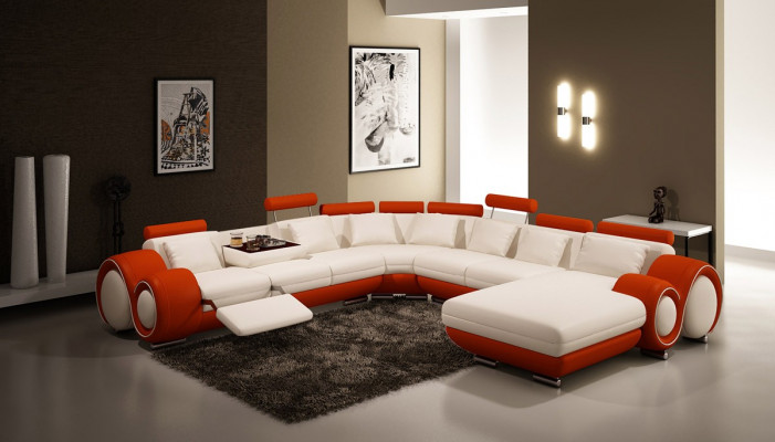 Leren bank Bank Woonlandschap Hoekbank Hoekbank Ontwerp Modern Sofa A1163B
