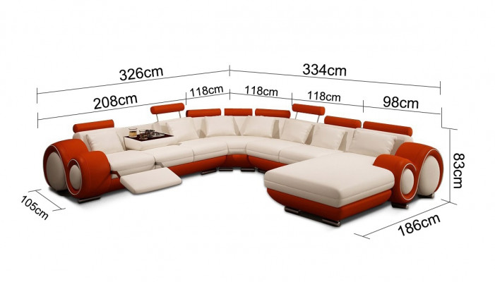 Hoekbank met USB-lederen woonlandschapset Modern ontwerp Bank + Tafel