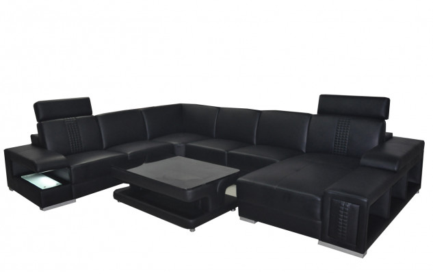 Leder Bank Bank Bekleding Hoek Zitbank Hoek bank Woongebied + Tafel