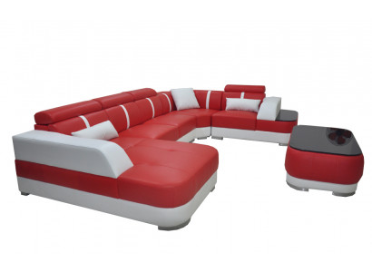 Ontwerp Hoekbank Zitbank Lederen Bekleding Hoekbank Woonlandschap Bank met USB