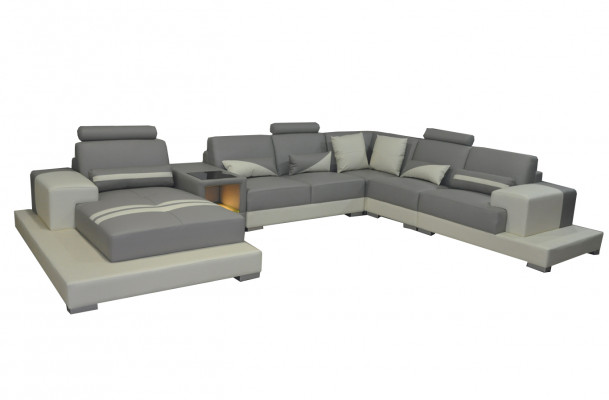 Leren bank Bank woonsamenstelling Hoekbankstel Ontwerp Modern Sofa U-vorm USB