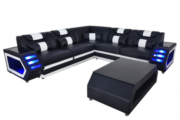 Volledige set hoekbank hoekbank bank gestoffeerde hoekbank + tafel + USB