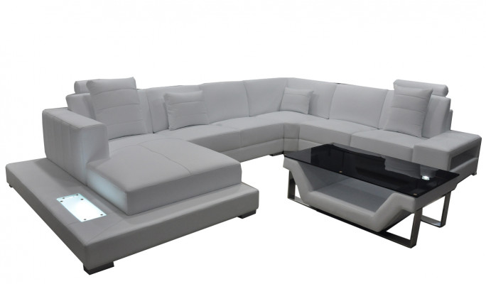 Eck Lederbank Bank Bekleding Hoekbank Set U Vorm Woonlandschap Ontwerp