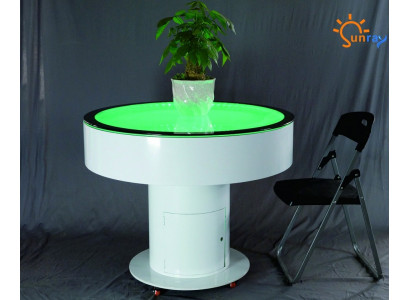 Ronde tafelbar, ronde tafels met LED-waterfonteinverlichting, verlichte decoratieve LED-meubels